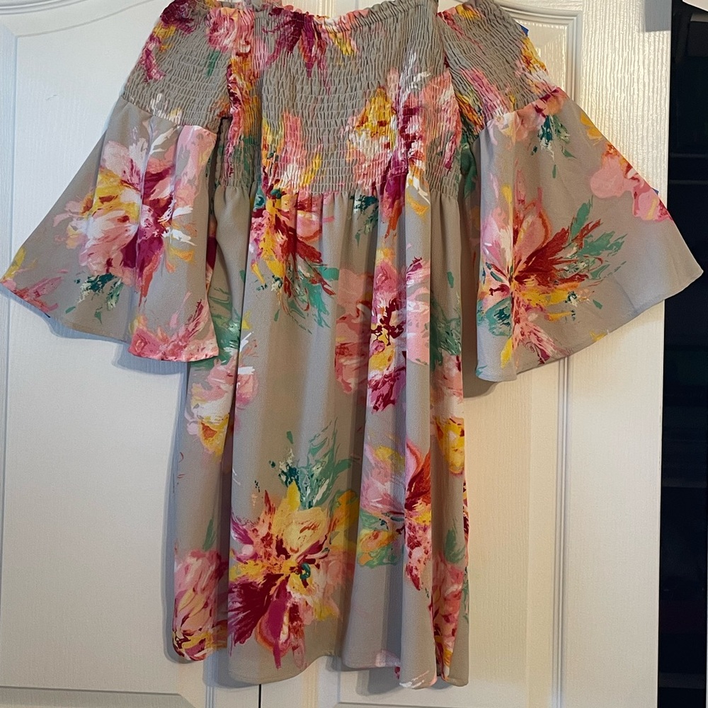Emma & Michele Pink Sundress with Ruffled Flutter Sleeves